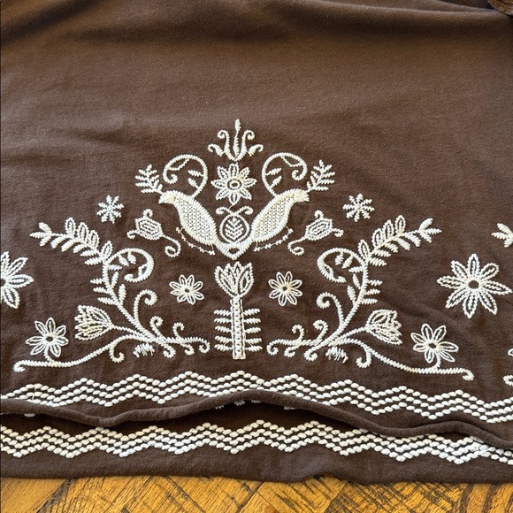 Johnny Was Brown Tunic with White Embroidery Women's XS - Picture 10 of 15